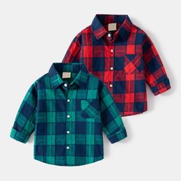 T-Shirts Toddler Kids Boys Shirt Clothes Spring Fall Plaid Blouses Clothing Infant Boy Cotton Tops 16 Years Kids Shirt