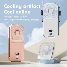 1pc Mini Portable Fan 5-in-1, Rechargeable 180°Folding Wearable Personal Fan With 3000 MAh Battery, 4 Speed Strong Wind Ultra Quiet, Neck/Handheld/Stand