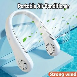 1pc Hands Free Bladeless Fan, 1200MAh Battery Operated Wearable Personal Fan, Leafless, Rechargeable, Headphone Design, USB Powered Desk Fan, 3 Speeds