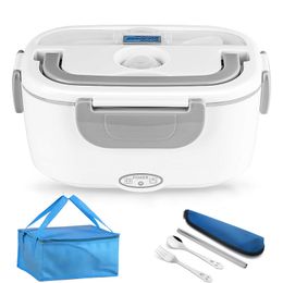 Lunch Boxes 220V 110V 24V 12V Plastic Electric Heating Lunch Box Portable Office School Car Picnic Home Food Heated Warmer Container Set 230704