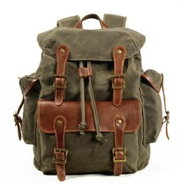 Backpack Men's Men Oil Wax Canvas Backpacks For Teenagers Designer Casual Large Capacity Laptop Bag Male Waterproof Travel Bags