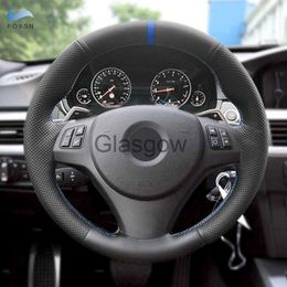 Steering Wheel Covers For BMW 1 3 Series E82 E87 E90 X1 E84 old 20112013 Car Steering Wheel Cover Trim Black Leatherred blue line with blue strip x0705