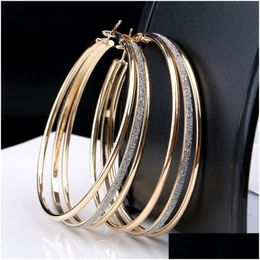 Hoop Huggie Luxury Mtilayer Big Earrings Women Trendy Matte Round Large Size For Girl Female Fashion Ear Jewelry Drop Delivery Dhy1K