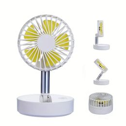 1pc Stand Fan, Folding Portable Telescopic Floor / USB Desk Fan With 2000mAh Rechargeable Battery, 3 Speeds Super Quiet Adjustable Height And Head Great