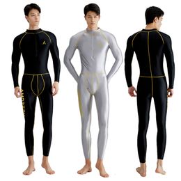 Men's Swimwear Sexy Silver Gloss Tight Front Zipper Yoga Shiny Sportswear Multi purpose Skintight garment Plus Size Casual Surfing Swimsuit 230705