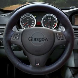 Steering Wheel Covers Handstitched Black Artificial Leather Car Steering Wheel Cover For BMW M Sport M3 E90 E91 E92 E93 E87 E81 E82 E88 X1 E84 x0705