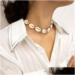Pendant Necklaces Bohemian Beach Tassel Necklace For Women Natural Sea Shell Choker Chain Collar Boho Ladies Summer Jewelry Drop Del Dhben
