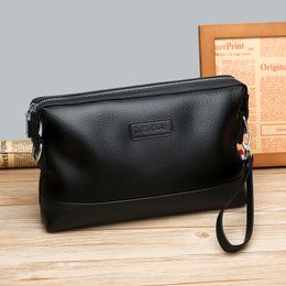 Men's Clutch Bag Genuine Leather Wrist Bag Multifunctional Shoulder Messenger Bag Soft Cow Leather Fashion Men Bag Clutch Wallet