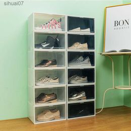 1pc Shoe Cabinet High Light Transmission Transparent Slippers Sneakers Storage Shoes Box Thickened Dustproof Shoe Organizer Box L230705