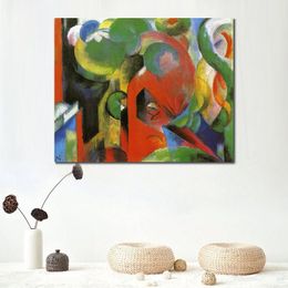 Contemporary Abstract Painting on Canvas Small Composition Iii Franz Marc Artwork Vibrant Art for Home Decor
