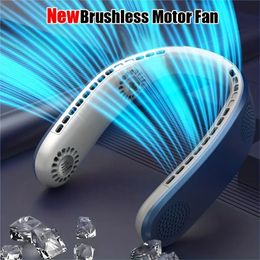 1pc USB Fan, 2400mAh New Mini Portable Neckless Bladeless Neck Fan, Rechargeable Air Cooler 3 Speed Mini Summer Sports Fan, Dual Batteries, Large Capacity, Longer Lasting