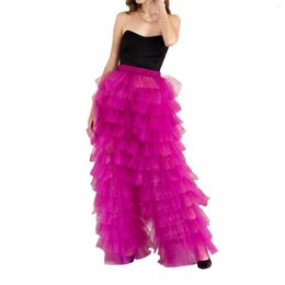 Women's Pants Women Tulle Long Maxi Floor Length Layered Puffy Ruffle Yarn High Waist Female Trousers