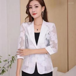 Women's Jackets 2023 Summer Women Thin Cardigan Sun Protection Clothing Hollow Lace Slim Shawl Office Ladies Work Wear Blazers And Jacket