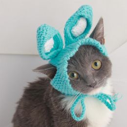 Dog Apparel Pretty Fine Workmanship Attractive Pet Cat Knitted Hat Ears Headdress Supplies Headgear