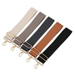 Luxury Pure Colour Cotton Webbing 5cm With Pu Leather Long Shoulder Strap Adjustable Shoulder Messenger Bag Accessory Bag Obag