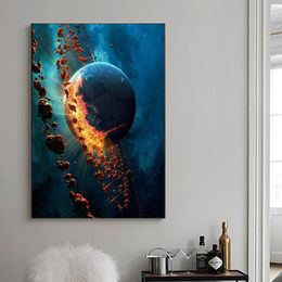 Curtains Chenistory Diy Paintings by Number Space Landscape Kits with Frame Oil Painting Starry Sky Scenery Acrylic Paint Home Wall Decor