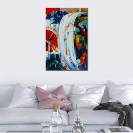 Contemporary Abstract Art on Canvas The Bewitched Mill Franz Marc Textured Handmade Oil Painting Wall Decor