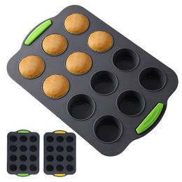 Silicone Round Cake Mould Mini Muffin Candle Soap Mould DIY Cupcake Cookies Fondant Baking Pan Tray Mould Baking Tool 12 Holes
