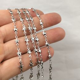 5meter Lot Silver 5mm Stainless Steel Welded Star Link Chain Fashion Jewellery Findings Making DIY Bracelet Anklets