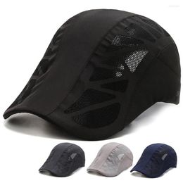 Berets Summer Sports Mens Sun Hats Men Hat Sboy Breathable Mesh Quick-drying Visor Caps Outdoor Golf Fashion Solid Flat Cap