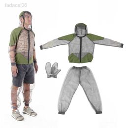 Fishing Accessories Mosquito Repellent Suit Bug Jacket Mesh Hooded Suits Fishing Hunting Camping Jacket Insect Protective Mesh Shirt Gloves Pants HKD230706