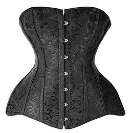 Plus Size Corset Double 26 Steel Boned Corset Overbust Long Torso Bustiers Waist Trainer Corsets Shapewear Cincher Corselet259Y