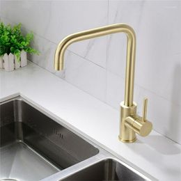 Kitchen Faucets Brushed Gold 304 Stainless Steel 360 Rotate Faucet Deck Mount Cold Water Sink Mixer Taps Torneira