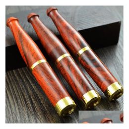 Smoking Pipes Large About 8Cm Red Wood Cigarette Holder Mahogany Pipe Glass Bongs Water Drop Delivery Home Garden Household Sundries Dhkrb