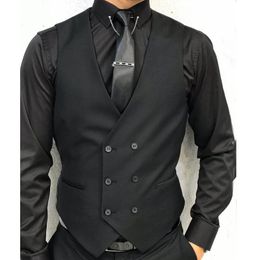 Men's Vests Black Formal Sleeveless Men Vest Male Suit With Double Breasted Waistcoat Custom Wedding Tuxedo Waist Fashion Coat 230705