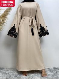 Ethnic Clothing Ramadan Muslim Abaya Dress Dubai Applique Sleeve Loose Turkey Arab Women's Long Dresses Hijabs For Women Islamic Kimono
