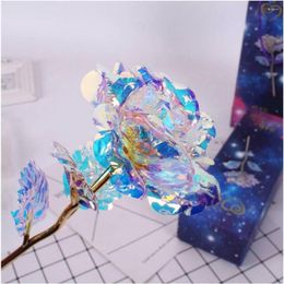 Decorative Flowers Romantic Galaxy Rose Flower With Love Base Stand Gift For Friends Valentine's Day Birthdays Wedding Christmas Anniversary