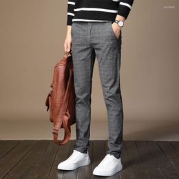 Men's Pants 2023 Summer Thin Elastic Slim Fit Casual Korean Fashion Male Brand Versatile Straight Leg Trousers