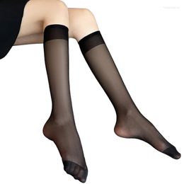 Women Socks 2 Pairs Japanese Ultra-thin High Knee Transparent Nyon Long Femme Black Cosplay Dress Calcetines Medias