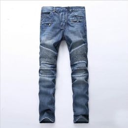 Distressed Robin Motorcycle men's jeans Rock revival Skinny Slim Ripped hole Men's Brand Denim pants Men Designer202f