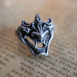 Trendy Creative Japanese Demon Samurai Rings For Men Gothic Punk Style Skeleton Open Thai Silver Ring Street Fashion Jewelry