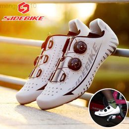 Cycling Footwear Sidebike carbon sole shoes 3M reflective upper professional carbon lightweight self-locking road cycling shoes HKD230706