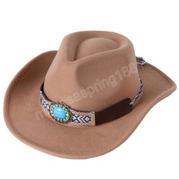 Men Women Black Western Cowboy Hat Wide Brim Jazz Hat Outdoor Winter Sombrero Hombre Cowgirl Hat