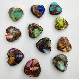 Colares com pingente em forma de coração pedra imperador multicolorida para colar joias para presente tamanho 20*20mm