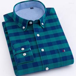 Men's Casual Shirts Jacket Cotton Oxford Plaid Shirt Single-breasted Pocket Long-sleeved Fit Office Leisure Travel School Work Clothes