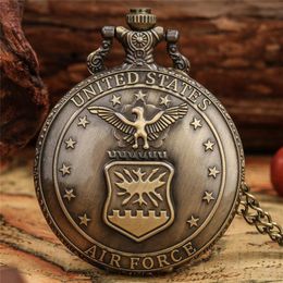 Men Quartz Pocket Watches Alloy United States Military Series Retro Style Round White Dial Pendant Watch Necklace Chain Clock Gift3053