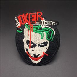 Bloody Joker Punk Badge Size 8 8 6cm Iron Patch for Clothing Jacket Backpack Diy Full Embroidered Patch Stripes Decoration282g