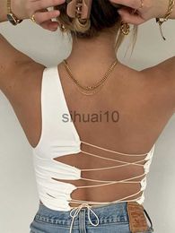 DIY Tanks Camis sexy hollow backless white black tank top women summer Korean club party wear camisole femme crop tops Slim Soft vest tee J0706