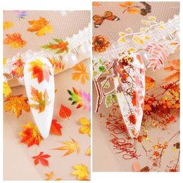 Nail Stickers Foil Autumn Colorful Flower Leaves Transfer Decals Slider Nails Art Decoration DIY Manicures 10 Rolls Maple