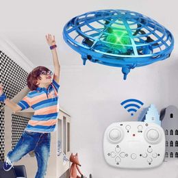 ElectricRC Aircraft Mini RC UFO Drone With LED Light Gesture Sensing Quadcopter Anticollision Induction Flying Ball Dron Toys for children 230705