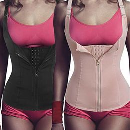 Fajas Reductoras Colombianas Body Shaper Vest Women Waist Trainer Cincher Zipper Tummy Control Corset Slimming Upright Posture Y20287O