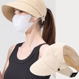 Wide Brim Hats Korean Women Sun Hat Summer Empty Top For Ladies Sunscreen Adjustable Baseball Cap