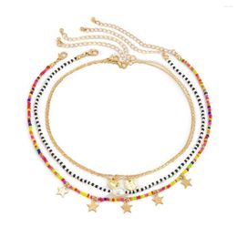 Choker 2023 Fashion Bohemia Girl Chain Bead Star Colorful Necklace Set Simple Heart Pendant Hiphop Jewellery
