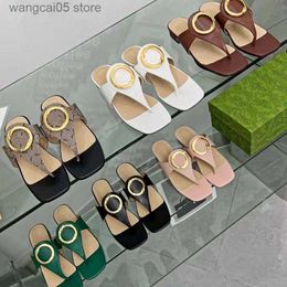 Designer Womens Sandals Summer Beach Stripes Casual Flat Slippers Sliders women ladies flip flops Embroidery letter T230706