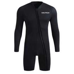 Swim Wear Professional m Neoprene Wetsuit Long Sleeve Snorkelling Onepiece Diving Suit Front Zipper Short Swimsuit Surfing Warm 230706