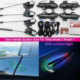 Sign Auto Presenting Handle Suction Door For Tesla 3 Model Y 2017-2023 Newest Upgraded OTA Multi-color LED Exterior Neon HKD230706